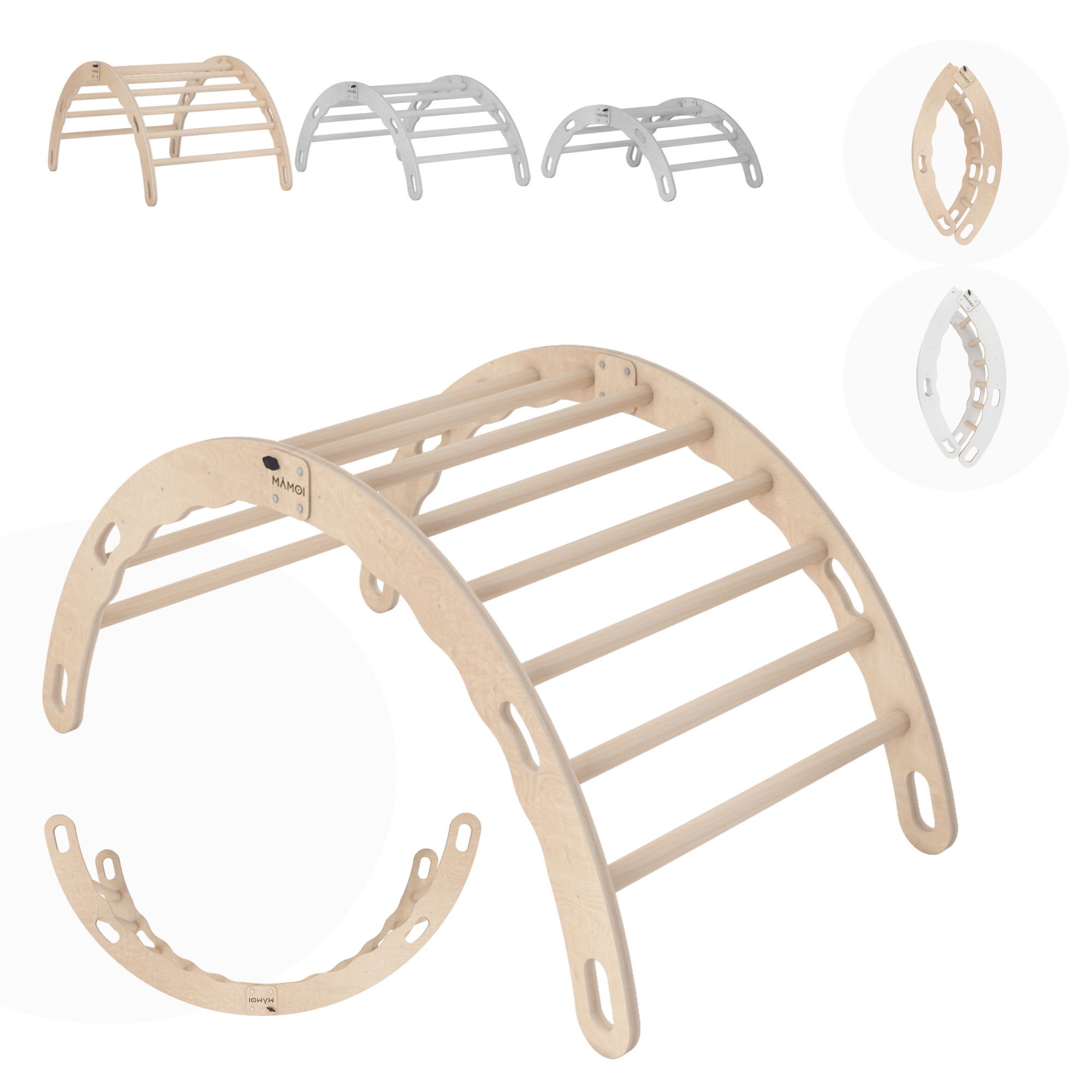 MAMOI® Kletterbogen, Kletterdreieck, Baby klettern, Regenbogenwippe aus holz, Holzbogen für Kinder, Spielplatz, Klettergerüst indoor ab 1 jahr 2/3 jahre, Montessori