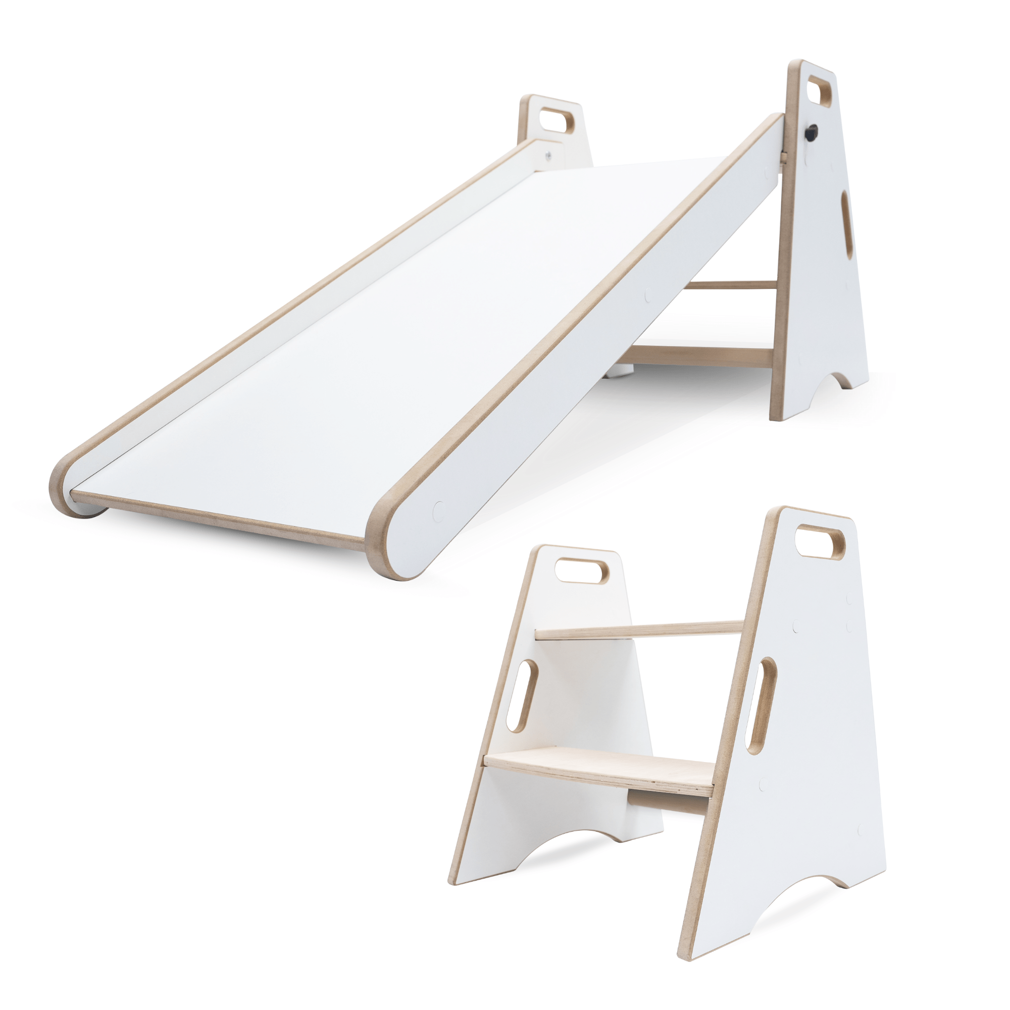 MAMOI® Indoor Kids Slide – 2-in-1 Wooden Slide & Step Stool | Montessori Toddler Slide & Kitchen Helper-0