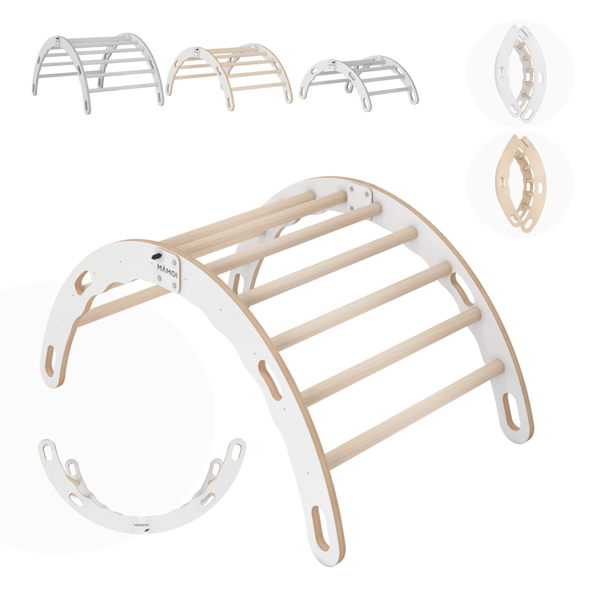 MAMOI® Kletterbogen, Kletterdreieck, Baby klettern, Regenbogenwippe aus holz, Holzbogen für Kinder, Spielplatz, Klettergerüst indoor ab 1 jahr 2/3 jahre, Montessori