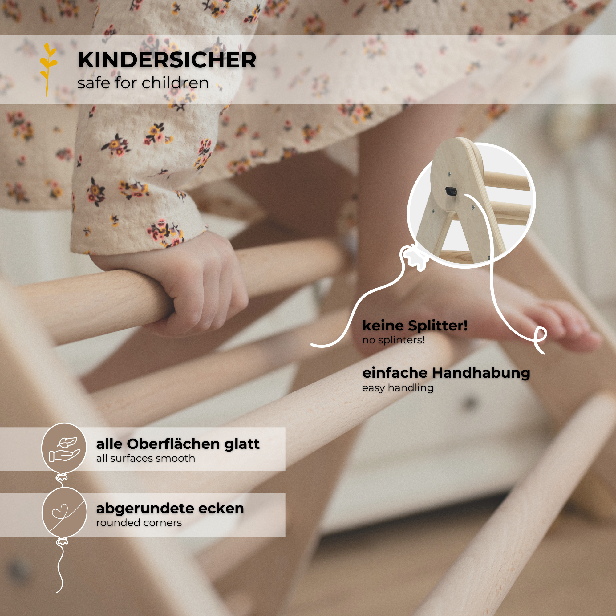 MAMOI® Klettergerüst Kletterdreieck Indoor 4 in 1 SET. Montessori Kletterbogen mit Kissen, Indoor Spielplatz 1-3 Jahre und Rutsche für Kinder.