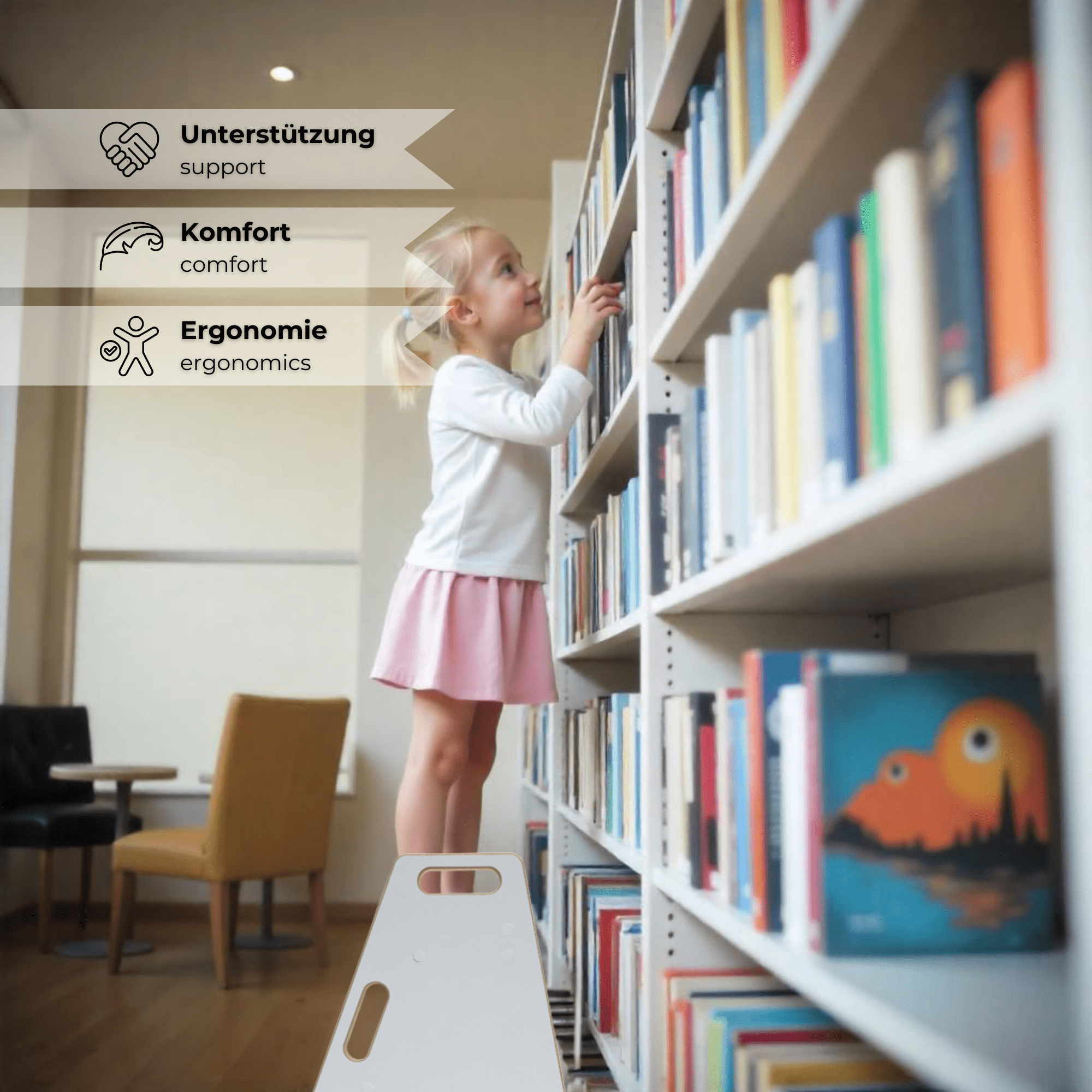 MAMOI® Zjeżdżalnia Dla Dzieci Do Wnętrz – 2-w-1 Drewniana Zjeżdżalnia i Stołek | Montessori Zjeżdżalnia i Pomocnik Kuchenny-4