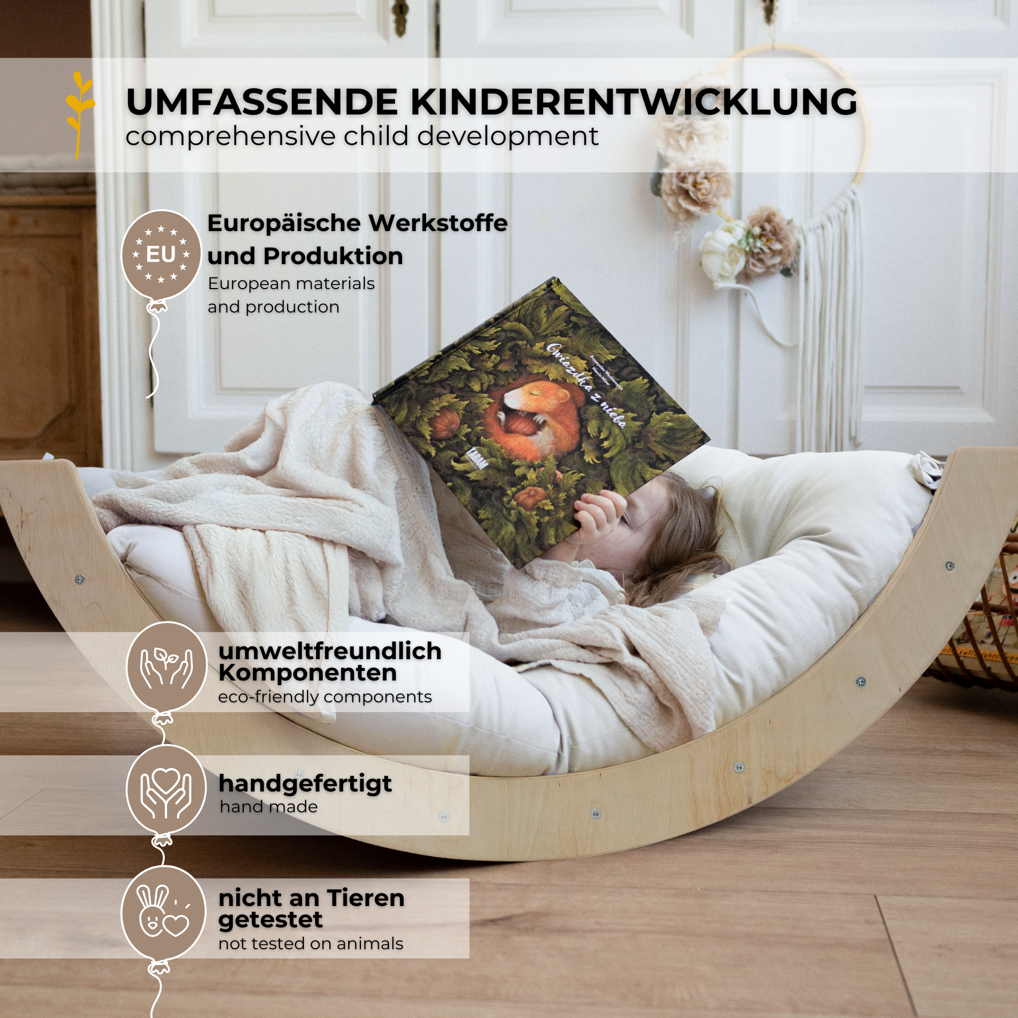 MAMOI® Klettergerüst Kletterdreieck Indoor 4 in 1 SET. Montessori Kletterbogen mit Kissen, Indoor Spielplatz 1-3 Jahre und Rutsche für Kinder.