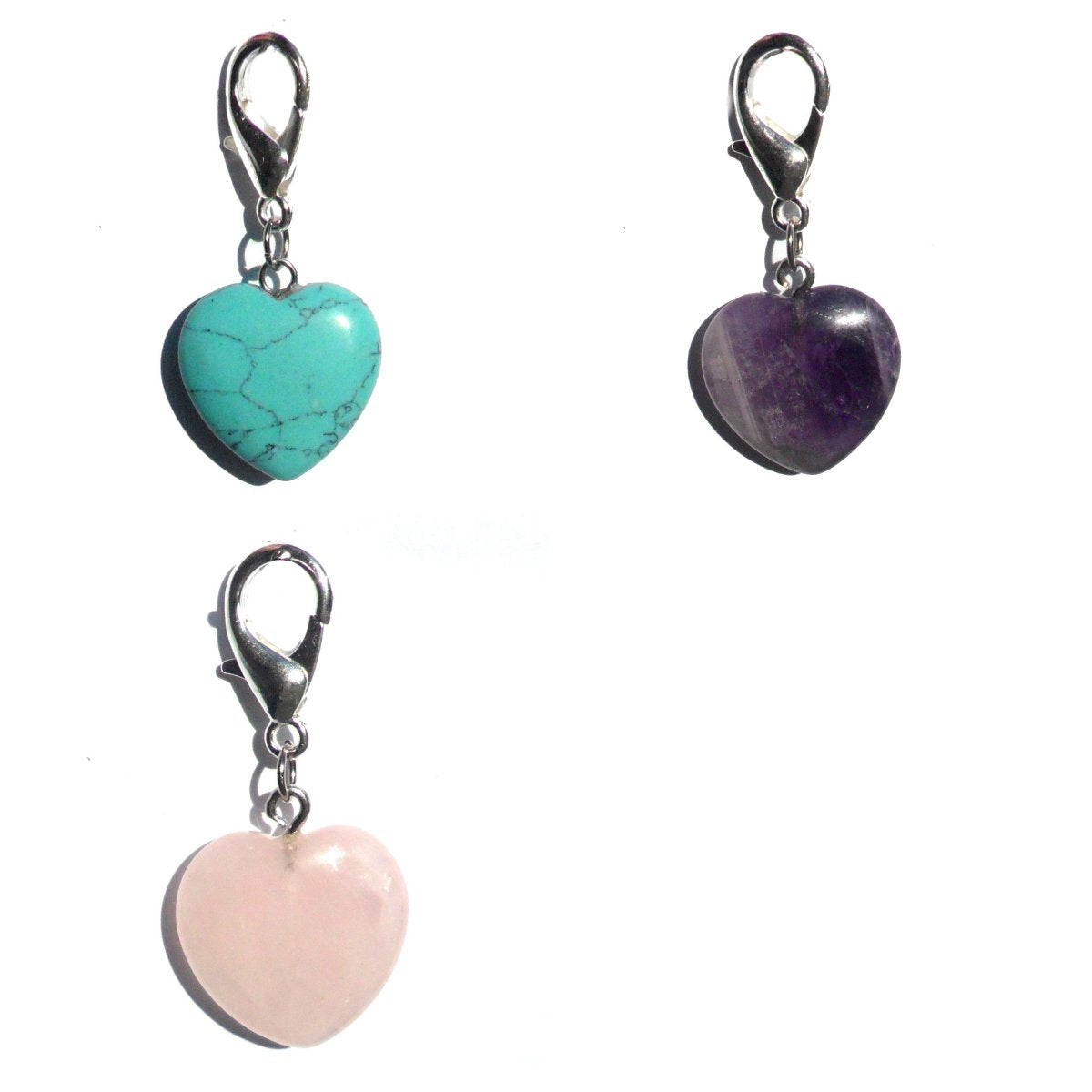 Pet Gemstone Crystal Heart Charms