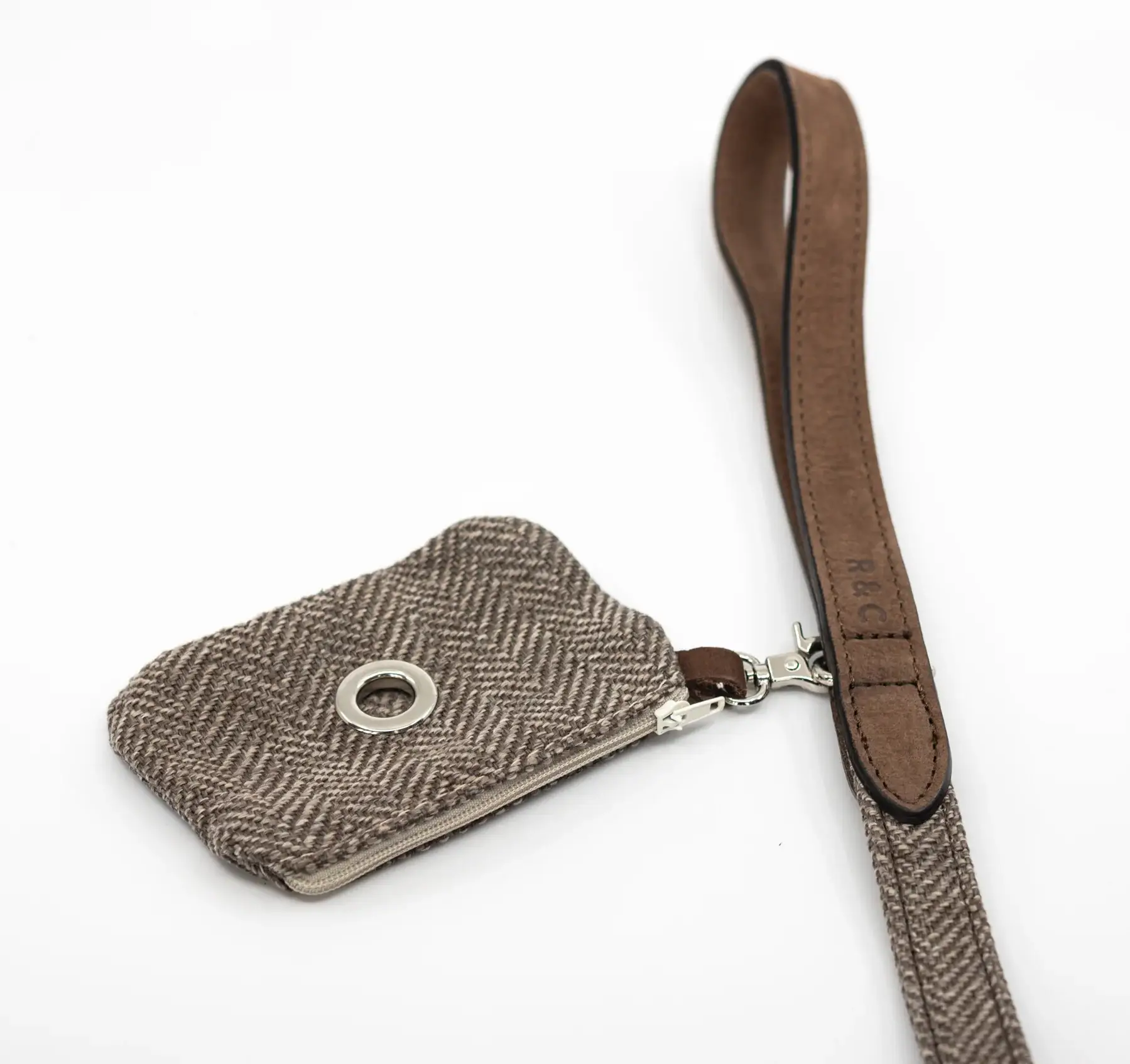 “Herringbone” Dog Poo Bag Holder (Brown) – by Ralph & Co