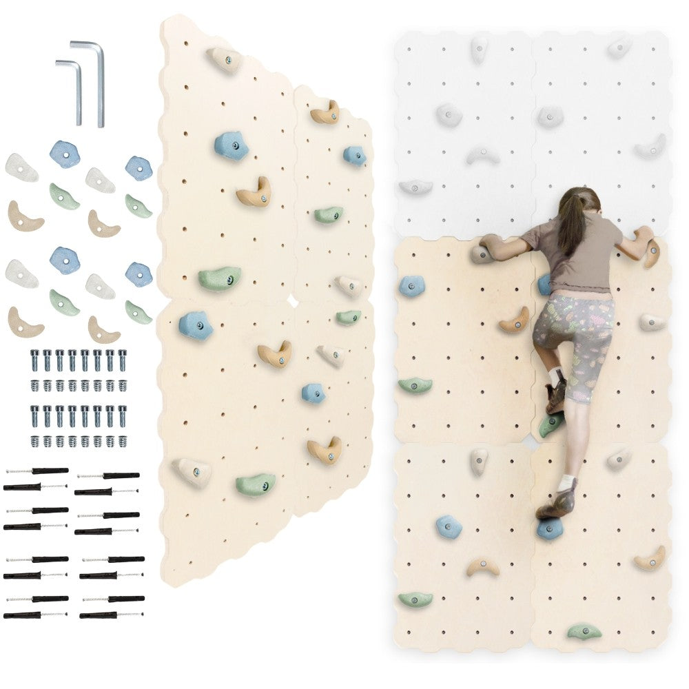 MAMOI® Kletterwand für kinderzimmer, Klettergerüst und spielgeräte indoor, Klettern mit Klettergriffe für kinder, Klettersteine, Kletterturm mit Griffe, Turngeräte, Montessori