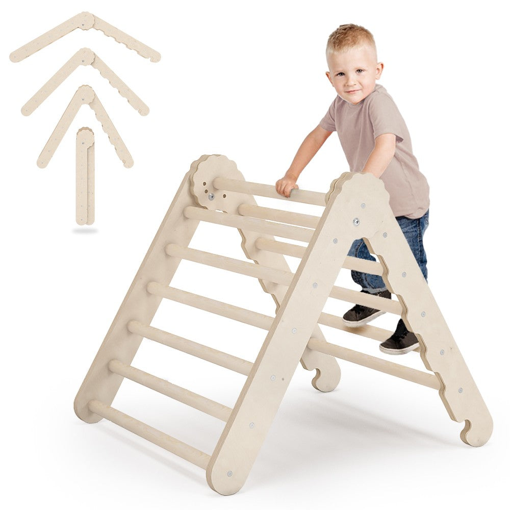 MAMOI® Klettergerüst indoor, Kletterdreieck aus holz, Baby kinder klettern, Kletterturm, Kletterbogen, Regenbogenwippe, Montessori spielzeug ab 1 jahr 2/3 jahre