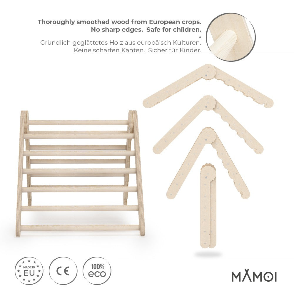 MAMOI® Klettergerüst indoor, Kletterdreieck aus holz, Baby kinder klettern, Kletterturm, Kletterbogen, Regenbogenwippe, Montessori spielzeug ab 1 jahr 2/3 jahre