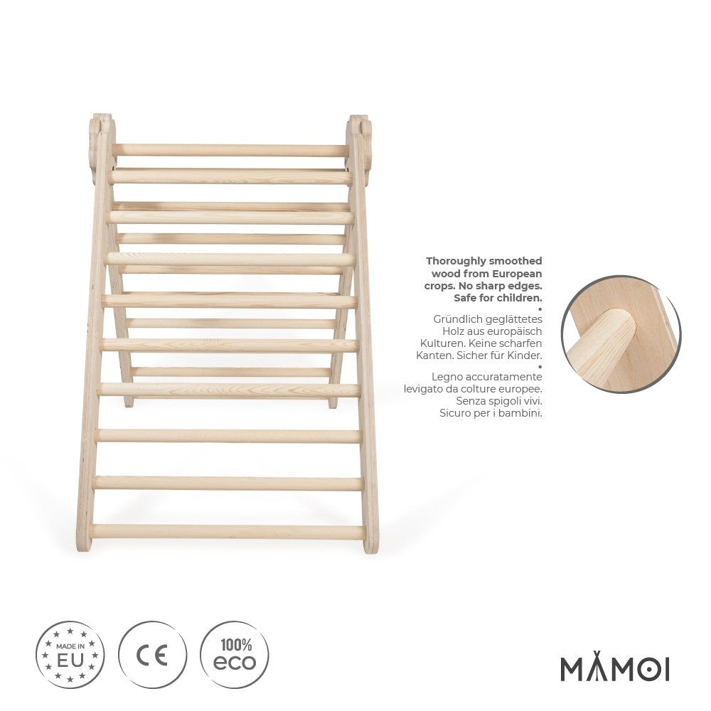 MAMOI® Klettergerüst indoor, Kletterdreieck aus holz, Baby kinder klettern, Kletterturm, Kletterbogen, Regenbogenwippe, Montessori spielzeug ab 1 jahr 2/3 jahre