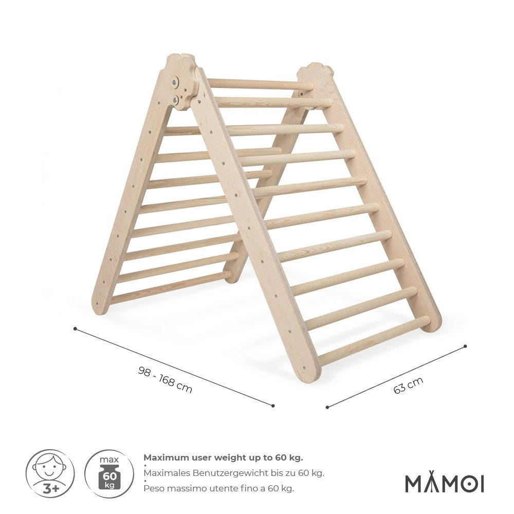 MAMOI® Klettergerüst indoor, Kletterdreieck aus holz, Baby kinder klettern, Kletterturm, Kletterbogen, Regenbogenwippe, Montessori spielzeug ab 1 jahr 2/3 jahre