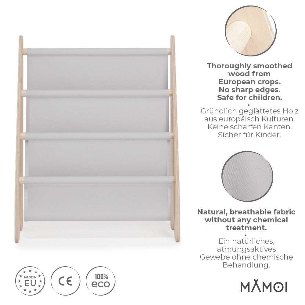MAMOI® Bücherregal für kinder, Bücherkiste für kinderzimmer, Book shelf, Buchregal, Wandregal kinderregal, Kinderbücherregal, Bücherbank aus holz, Kindermöbel für kleines kind montessori
