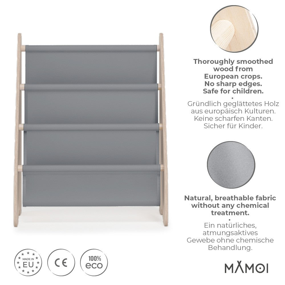 MAMOI® Bücherregal für kinder, Bücherkiste für kinderzimmer, Book shelf, Buchregal, Wandregal kinderregal, Kinderbücherregal, Bücherbank aus holz, Kindermöbel für kleines kind montessori