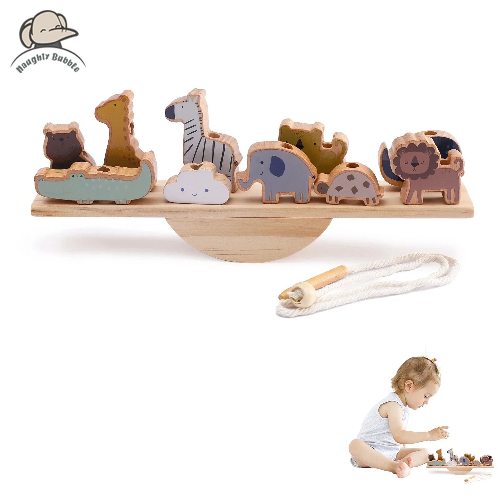 Montessori Wooden Toy Stacking&Threading for children multivariant