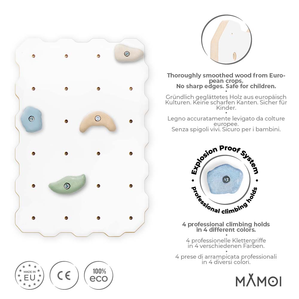 MAMOI® Kletterwand für kinderzimmer, Klettergerüst und spielgeräte indoor, Klettern mit Klettergriffe für kinder, Klettersteine, Kletterturm mit Griffe, Turngeräte, Montessori