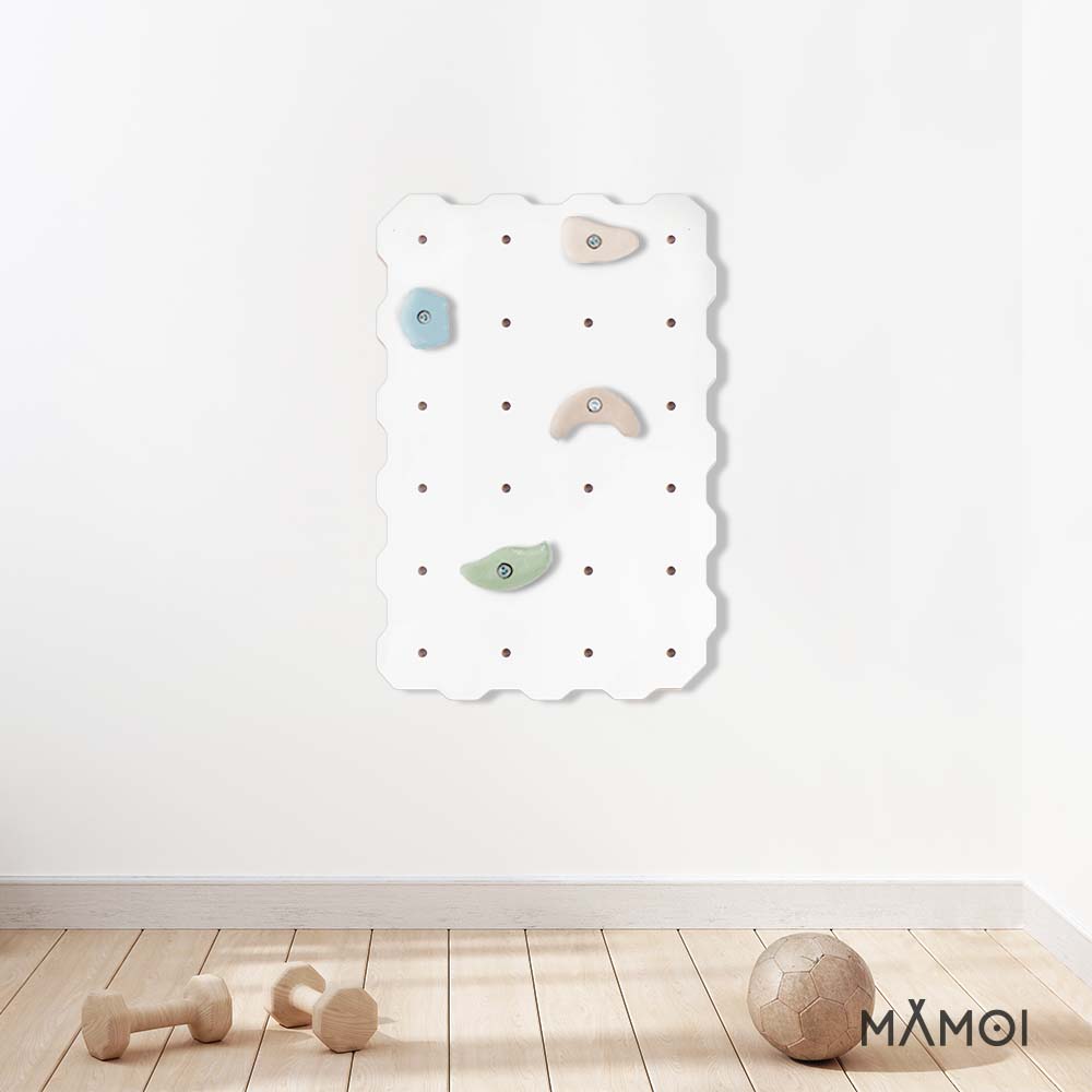 MAMOI® Kletterwand für kinderzimmer, Klettergerüst und spielgeräte indoor, Klettern mit Klettergriffe für kinder, Klettersteine, Kletterturm mit Griffe, Turngeräte, Montessori