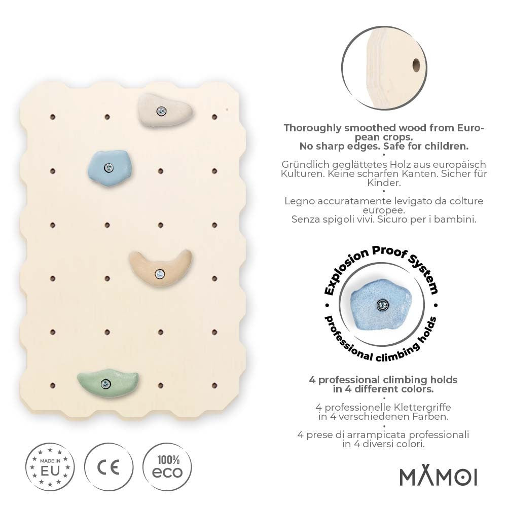 MAMOI® Kletterwand für kinderzimmer, Klettergerüst und spielgeräte indoor, Klettern mit Klettergriffe für kinder, Klettersteine, Kletterturm mit Griffe, Turngeräte, Montessori