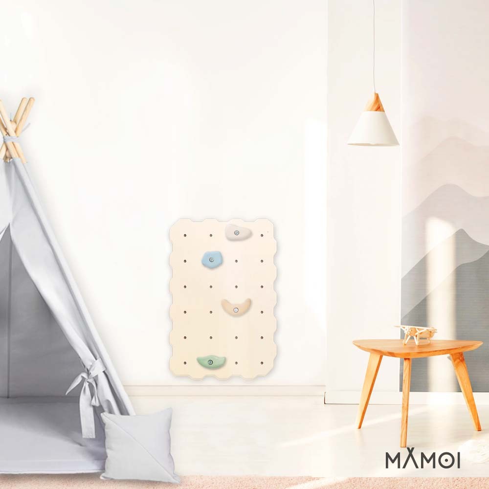 MAMOI® Kletterwand für kinderzimmer, Klettergerüst und spielgeräte indoor, Klettern mit Klettergriffe für kinder, Klettersteine, Kletterturm mit Griffe, Turngeräte, Montessori