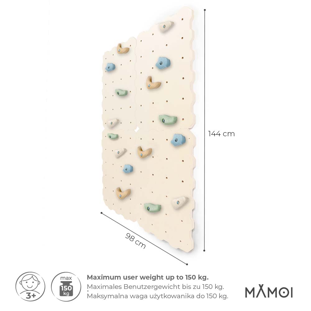 MAMOI® Kletterwand für kinderzimmer, Klettergerüst und spielgeräte indoor, Klettern mit Klettergriffe für kinder, Klettersteine, Kletterturm mit Griffe, Turngeräte, Montessori