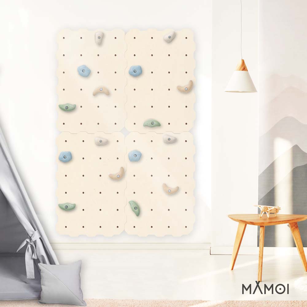 MAMOI® Kletterwand für kinderzimmer, Klettergerüst und spielgeräte indoor, Klettern mit Klettergriffe für kinder, Klettersteine, Kletterturm mit Griffe, Turngeräte, Montessori