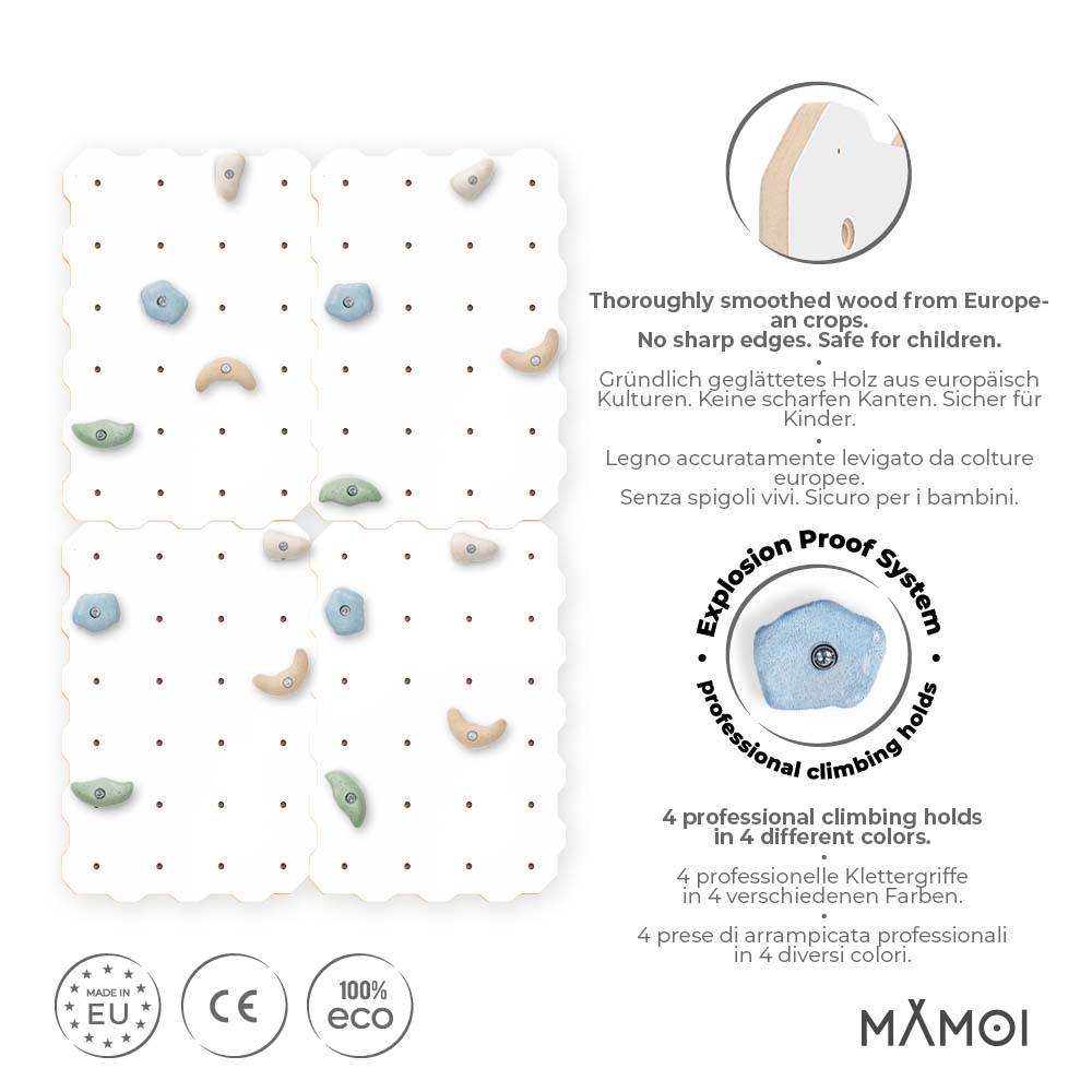 MAMOI® Kletterwand für kinderzimmer, Klettergerüst und spielgeräte indoor, Klettern mit Klettergriffe für kinder, Klettersteine, Kletterturm mit Griffe, Turngeräte, Montessori