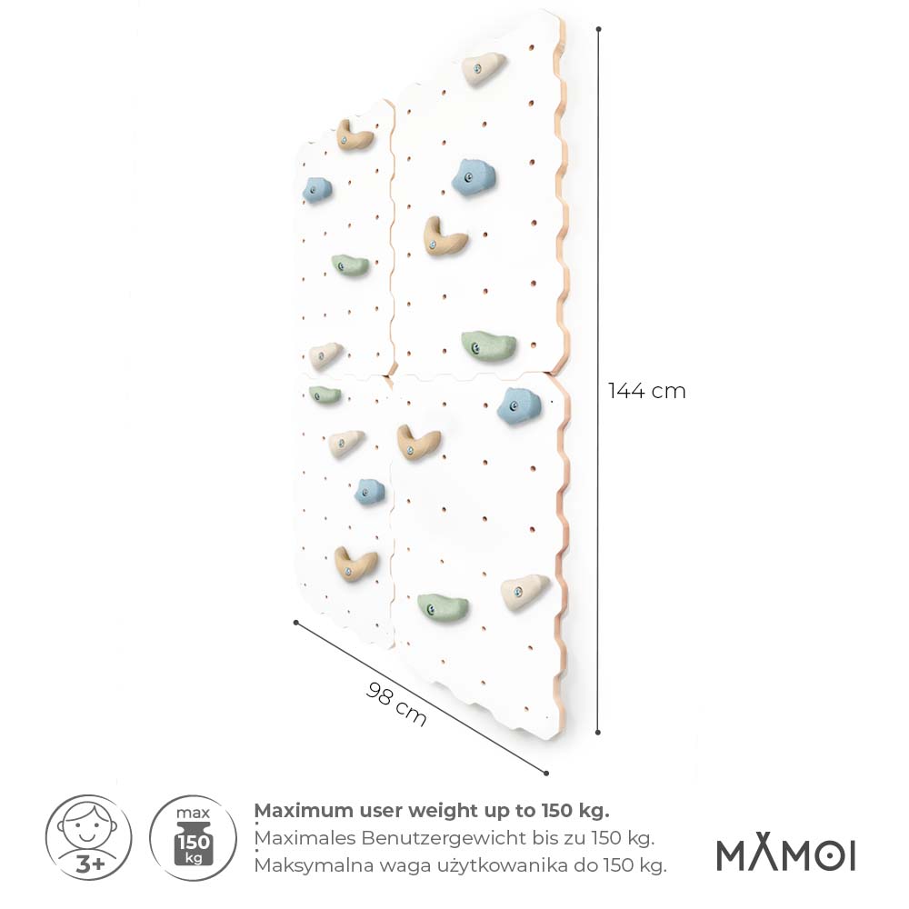 MAMOI® Kletterwand für kinderzimmer, Klettergerüst und spielgeräte indoor, Klettern mit Klettergriffe für kinder, Klettersteine, Kletterturm mit Griffe, Turngeräte, Montessori