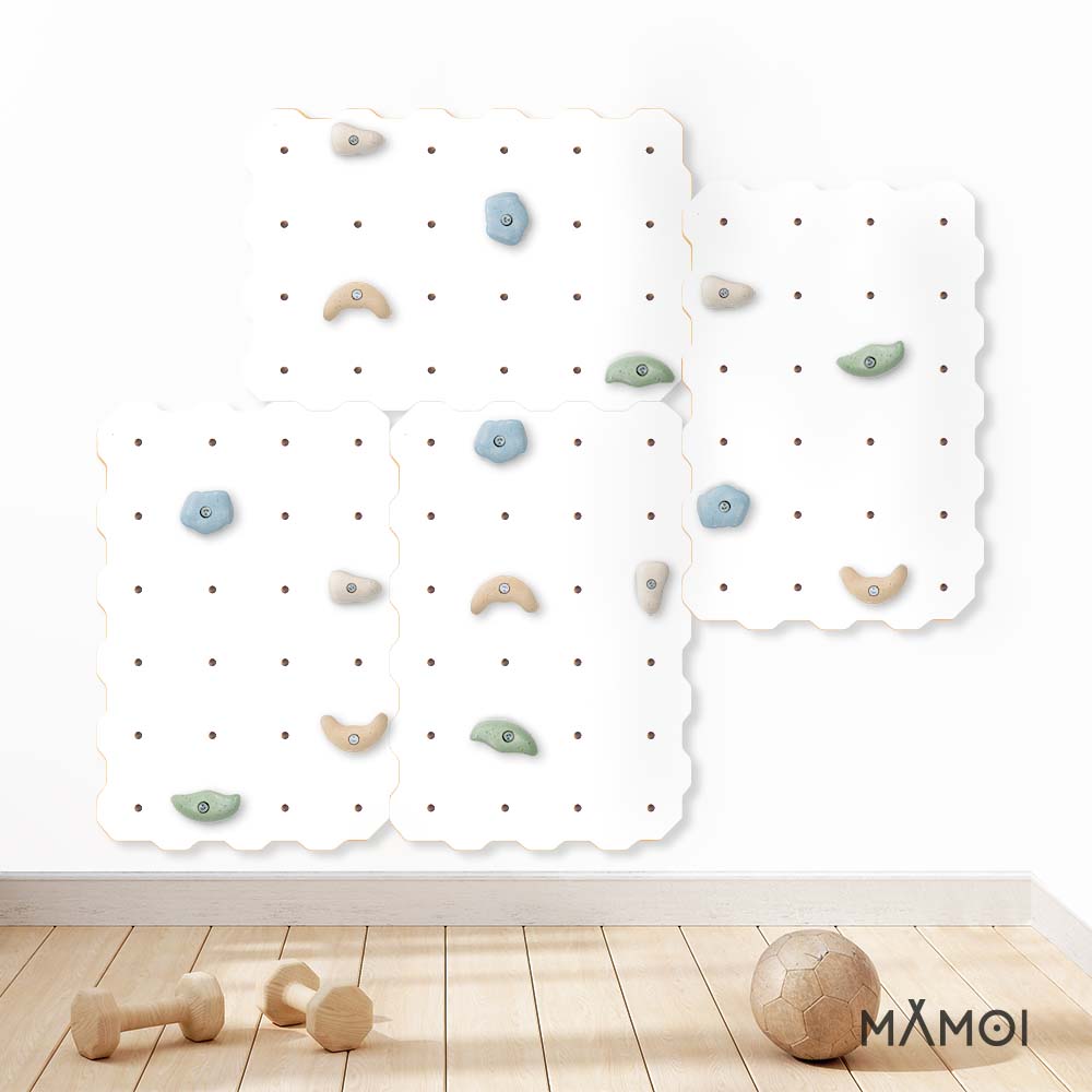 MAMOI® Kletterwand für kinderzimmer, Klettergerüst und spielgeräte indoor, Klettern mit Klettergriffe für kinder, Klettersteine, Kletterturm mit Griffe, Turngeräte, Montessori