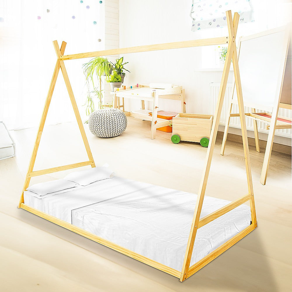 NNEDSZ Kids Tent Montessori Toddler Floor Bed Wooden Bedframe