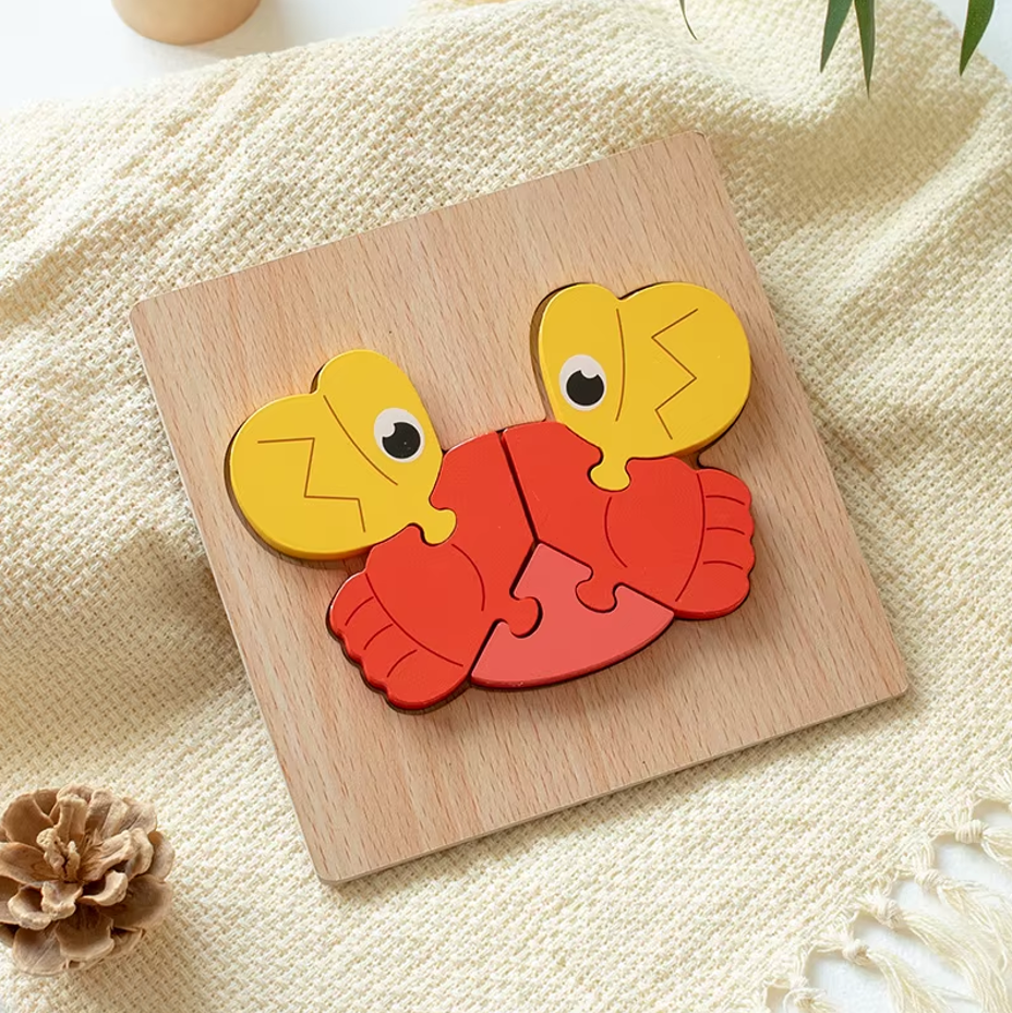 High Quality 3D Wooden Puzzles Educational Cartoon Animals Early Learning Cognition Intelligence Puzzle Game for Children Toys.