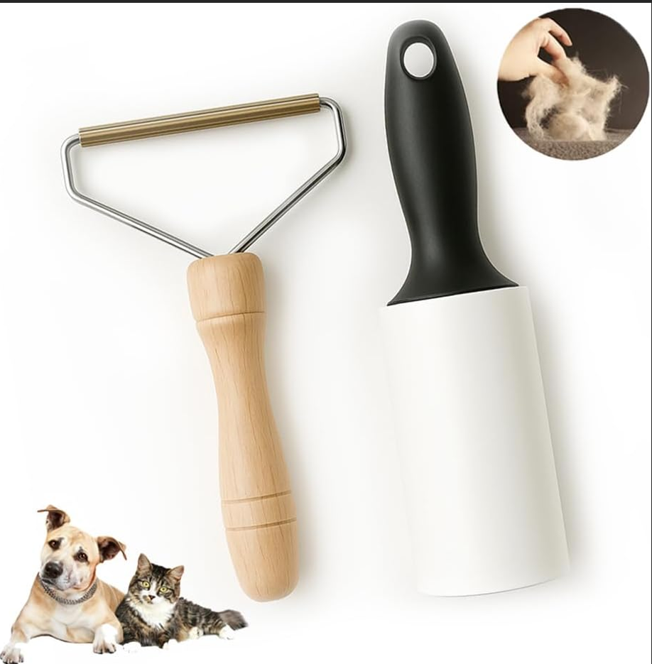 Pet Hair Remover, Wooden Dog Hair Remover Roller, Reusable Lint Remover For Cats & Dogs, Portable Fabric Shaver for Clothes, Carpet & Rugs.