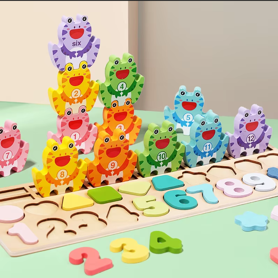 Qiaike CPC CE Montessori Toys Wooden Matching Puzzle Multi-style Logarithmic Board Fine Motor Skills Toys for Boys Girls