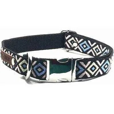 Personalised Cotton Dog Collar: Sapphire Elegance