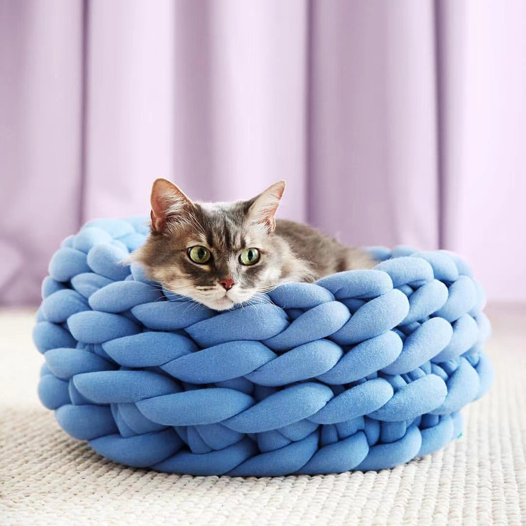 Cat House Cushion Soft Long Plush Warm Pet Mat Cute Kennel Cat Sleeping Basket Bed Round Fluffy Comfortable Touch Pet Products - Nestkin Store