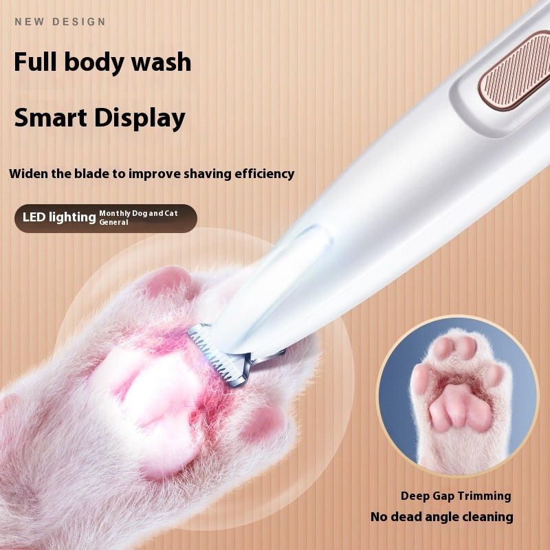 Pets Dog Paw Trimmer With LED Light Fully Waterproof Pet Hair Trimmer With LED Display Dog Clippers For Grooming Widen Blade - Nestkin Store