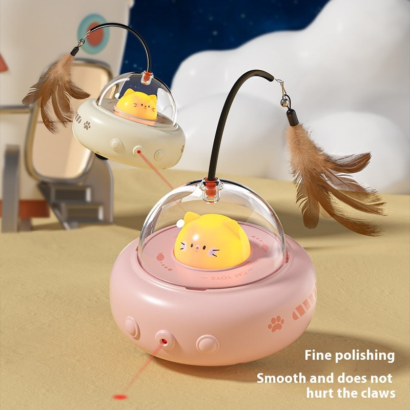 Smart Teaser Cat Toy Electric UFO Cat Teaser Stick With Bell Training Pet Toys Replaceable Feather Interactive Cat Supplies Pet Supplies Pets Products - Nestkin Store
