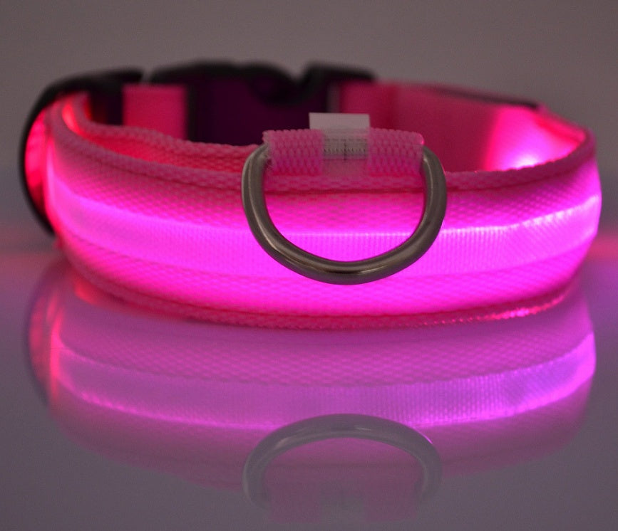 Nylon LED Pet Dog Luminous Collar Night Safety Flashing Glow in Dark Dog Cat Leash Adjustable Pet Supplies - Nestkin Store