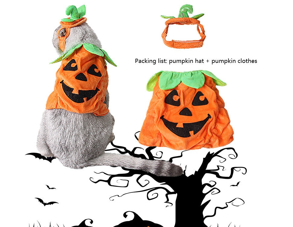 Halloween Pet Cats Costume Props Creative Pumpkin Shape Green Leaf Decoration Cosplay Clothing Holiday Garment Supplies - Nestkin Store