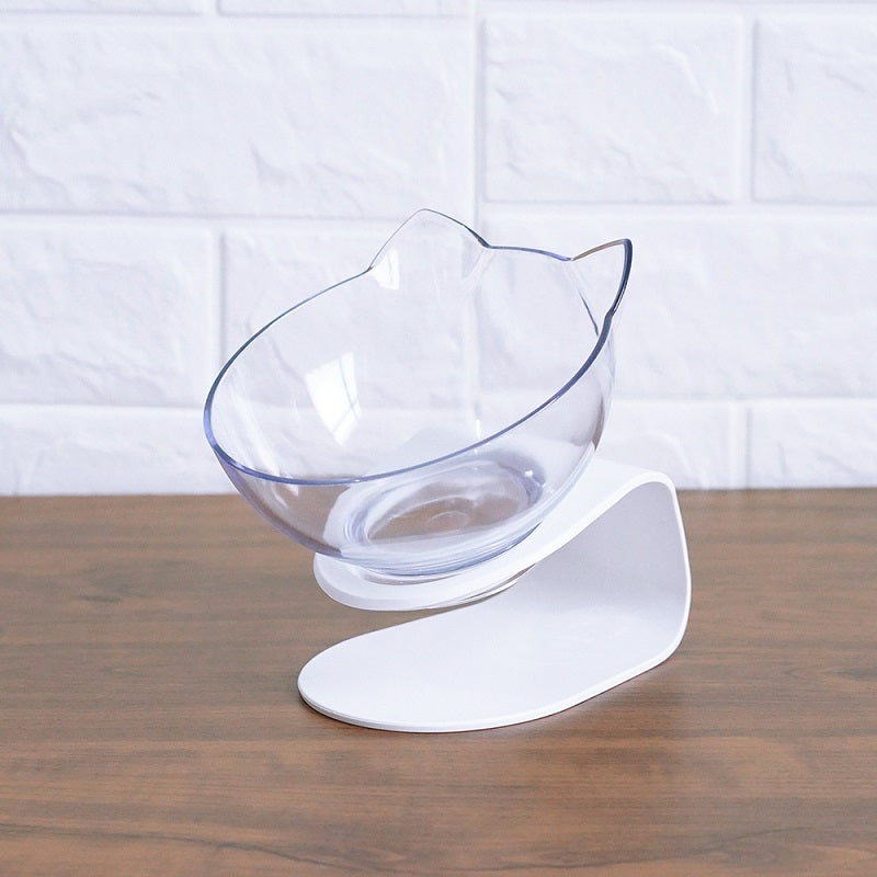 Non Slip Double Cat Bowl With Raised Stand Pet Food Cat Feeder Protect Cervical Vertebra Dog Bowl Transparent Pet Products - Nestkin Store