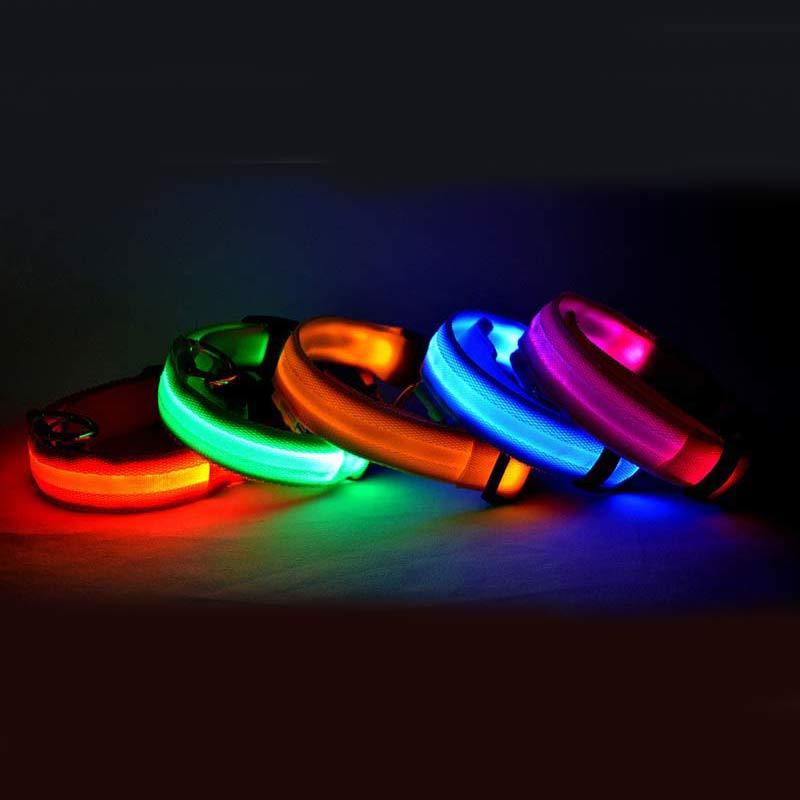 Nylon LED Pet Dog Luminous Collar Night Safety Flashing Glow in Dark Dog Cat Leash Adjustable Pet Supplies - Nestkin Store