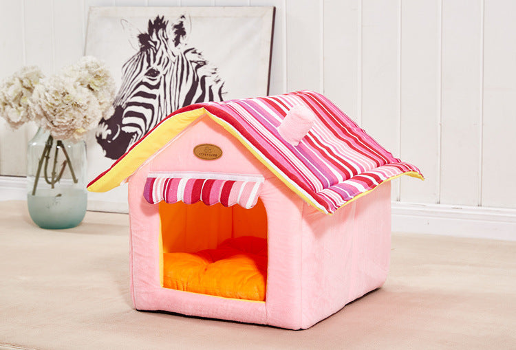 New Fashion Striped Removable Cover Mat Dog House Dog Beds For Small Medium Dogs Pet Products House Pet Beds for Cat - Nestkin Store