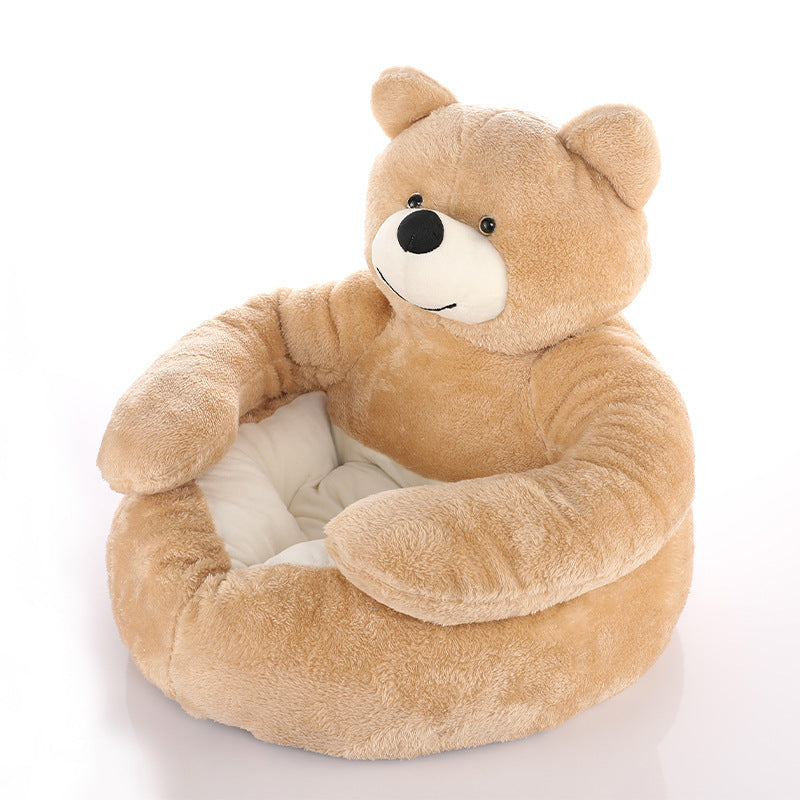 Detachable And Washable Hug Bear Pet Nest Round Shape Keeps Warm And Comfortable - Nestkin Store