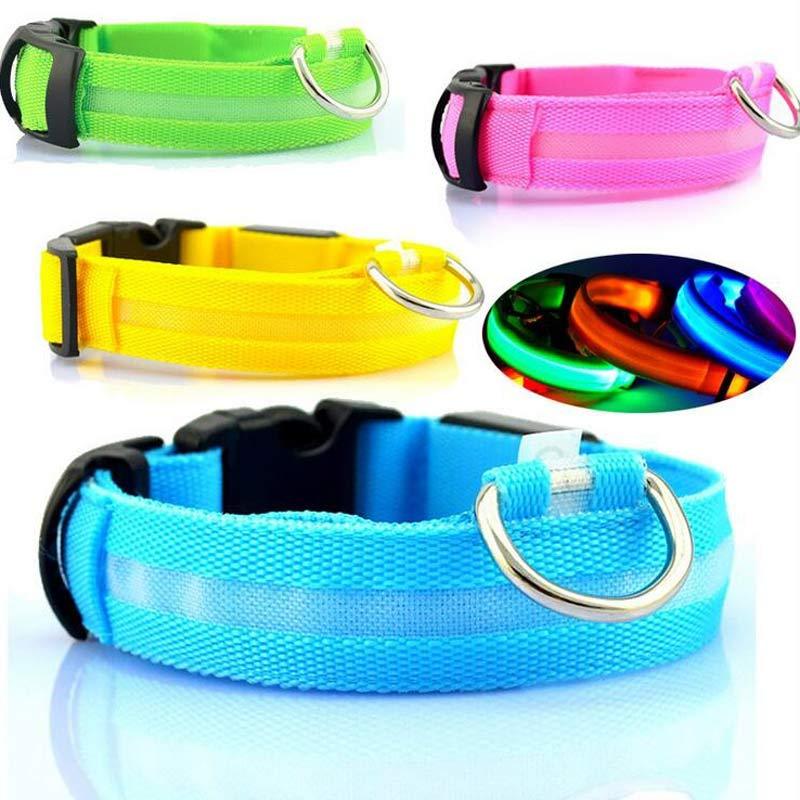 Nylon LED Pet Dog Luminous Collar Night Safety Flashing Glow in Dark Dog Cat Leash Adjustable Pet Supplies - Nestkin Store