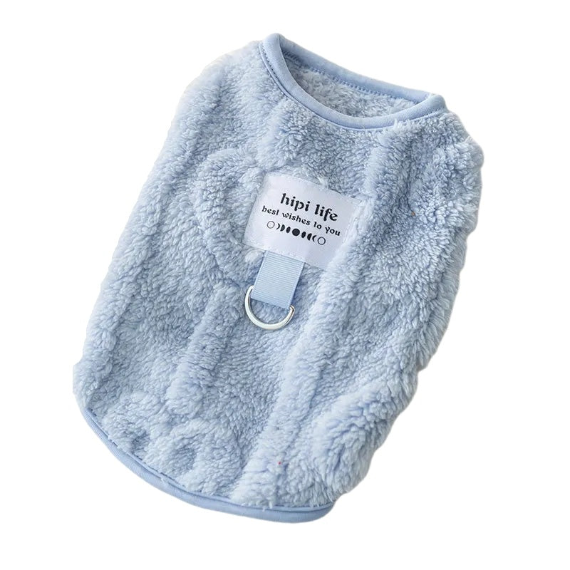 Autumn And Winter Dog Clothes Can Pull Simple Solid Color Two-legged Down Jacket Cat Warm Vest Pet Clothing - Nestkin Store