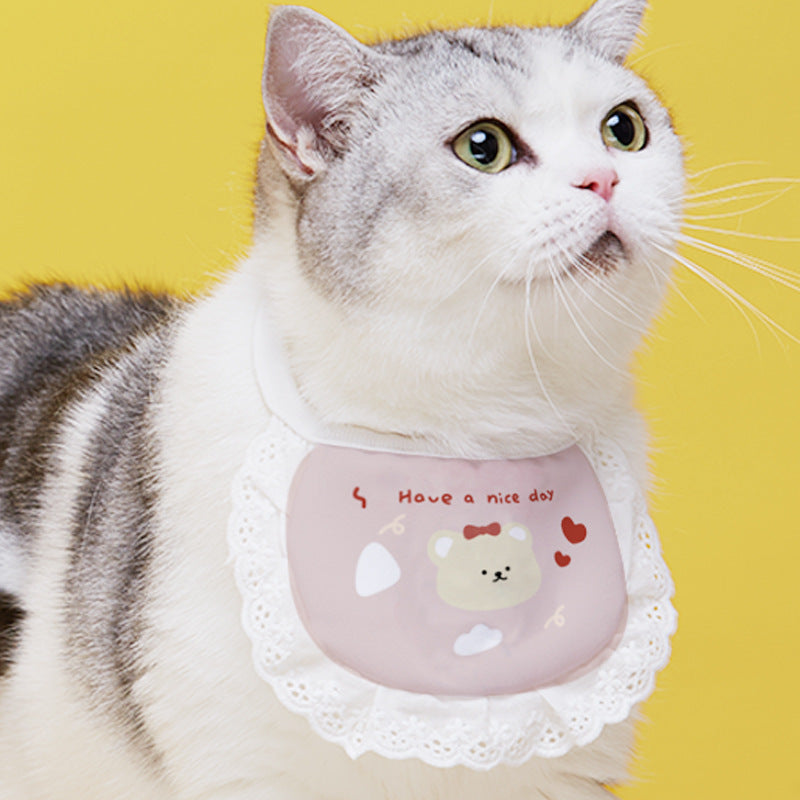 Pet Cat Supplies Saliva Towel Collar Bib Cute - Nestkin Store