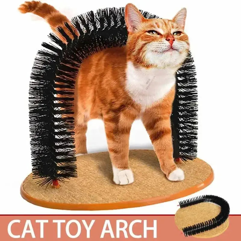 Cat Toy Arch Self Groome Pamper Feline with A Massage Grooming Rubbing Brush with Scratching Pad Toy for Cats Interactive Toys - Nestkin Store