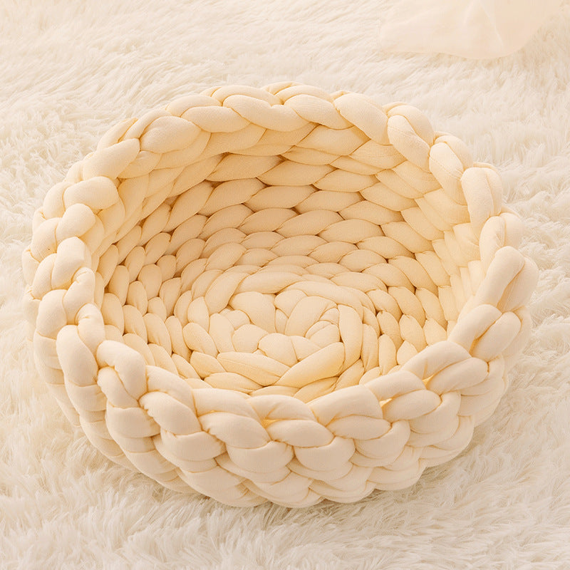 Cat House Cushion Soft Long Plush Warm Pet Mat Cute Kennel Cat Sleeping Basket Bed Round Fluffy Comfortable Touch Pet Products - Nestkin Store