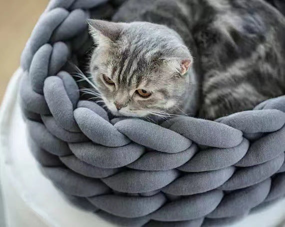 Cat House Cushion Soft Long Plush Warm Pet Mat Cute Kennel Cat Sleeping Basket Bed Round Fluffy Comfortable Touch Pet Products - Nestkin Store
