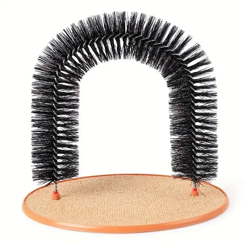Cat Toy Arch Self Groome Pamper Feline with A Massage Grooming Rubbing Brush with Scratching Pad Toy for Cats Interactive Toys - Nestkin Store