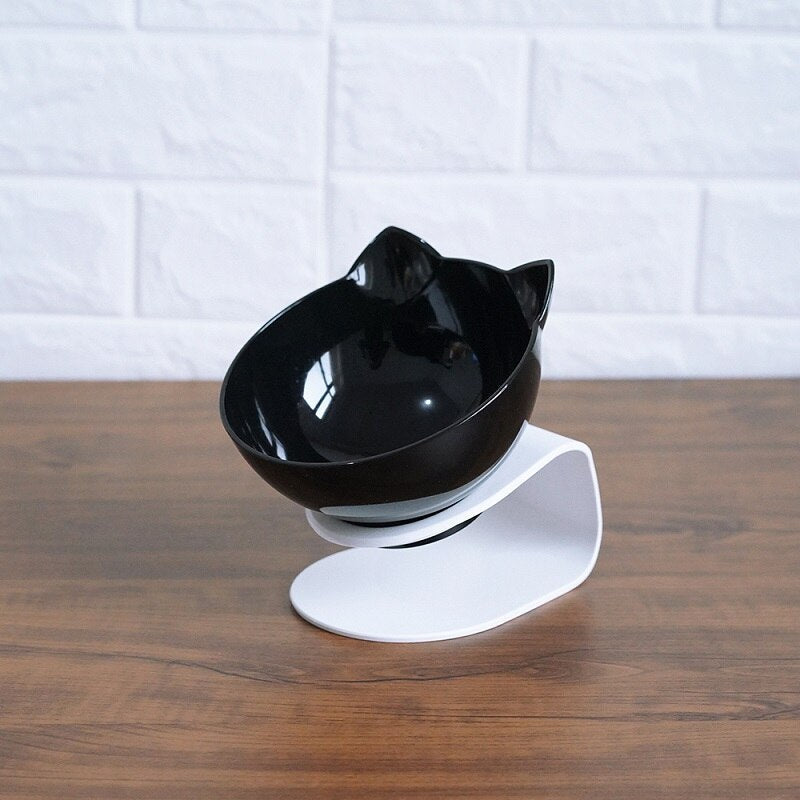 Non Slip Double Cat Bowl With Raised Stand Pet Food Cat Feeder Protect Cervical Vertebra Dog Bowl Transparent Pet Products - Nestkin Store