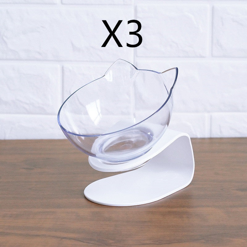 Non Slip Double Cat Bowl With Raised Stand Pet Food Cat Feeder Protect Cervical Vertebra Dog Bowl Transparent Pet Products - Nestkin Store
