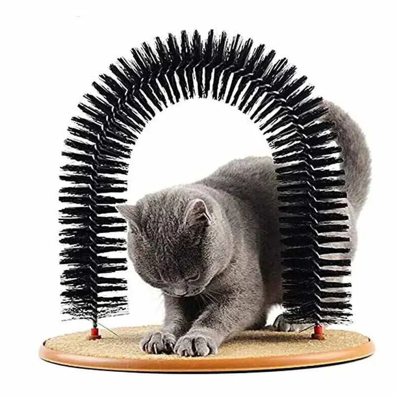 Cat Toy Arch Self Groome Pamper Feline with A Massage Grooming Rubbing Brush with Scratching Pad Toy for Cats Interactive Toys - Nestkin Store