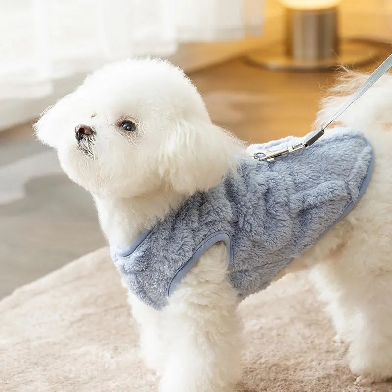 Autumn And Winter Dog Clothes Can Pull Simple Solid Color Two-legged Down Jacket Cat Warm Vest Pet Clothing - Nestkin Store